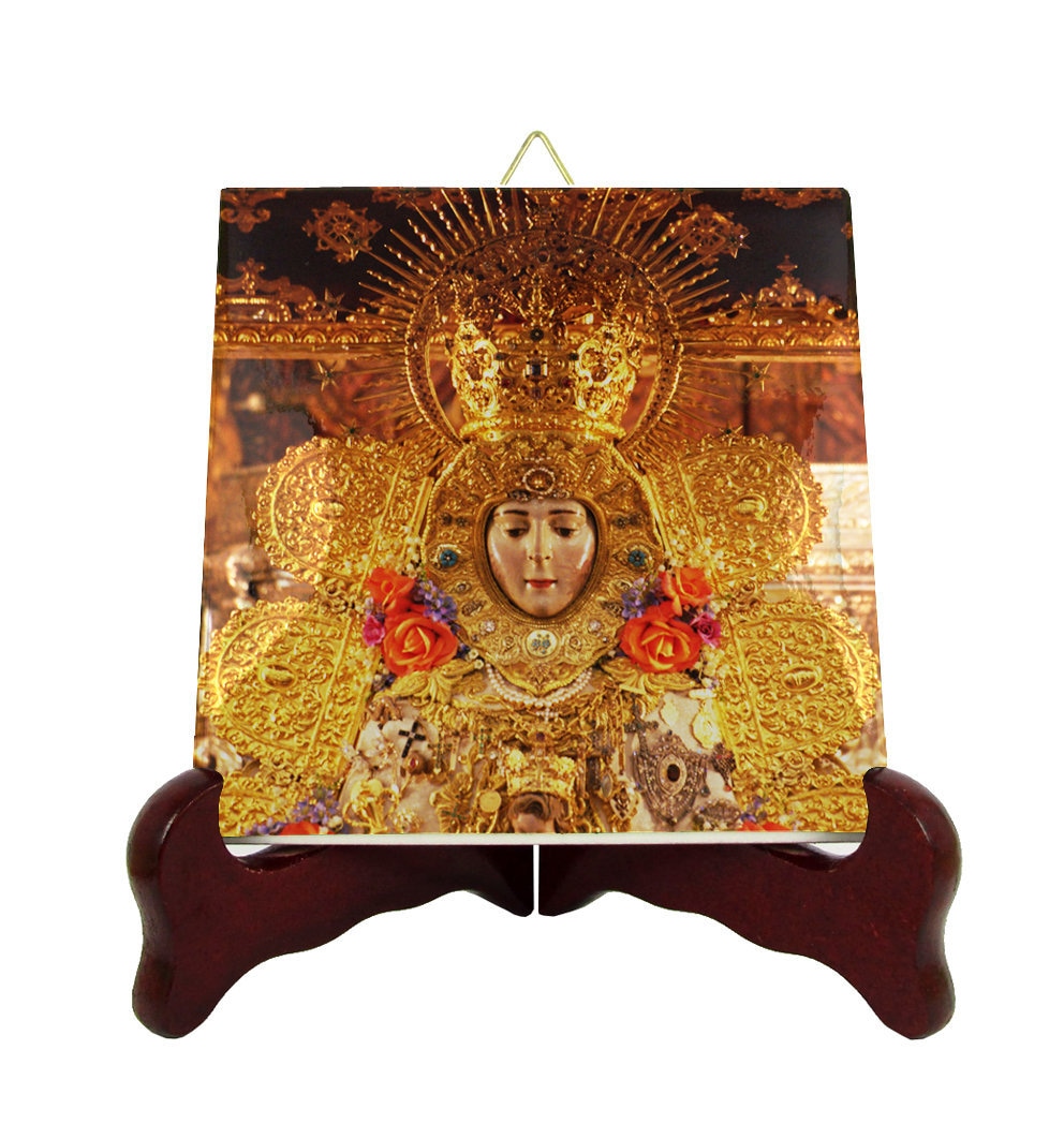 The Virgin Of El Roco - Catholic Icon On Tile Devotional Art Our Lady Almonte Spain Mary