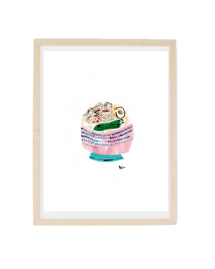 Print Ramen Noodles Collage Watercolor Illustration - Food Art Kitchen