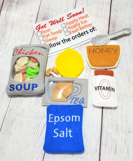 Felt Get Well Soon Play Set For Kids - Dress Up Pretend Waldorf Toys Photography Props Dr Or Nurse 2586