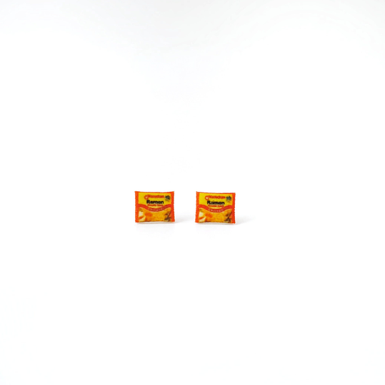 Miniature Chicken Flavor Ramen Noodle Soup Stud Earrings, Miniature Jewelry, Stud Earrings, Kawaii, Cute, Accessories, Asian Food, Funny