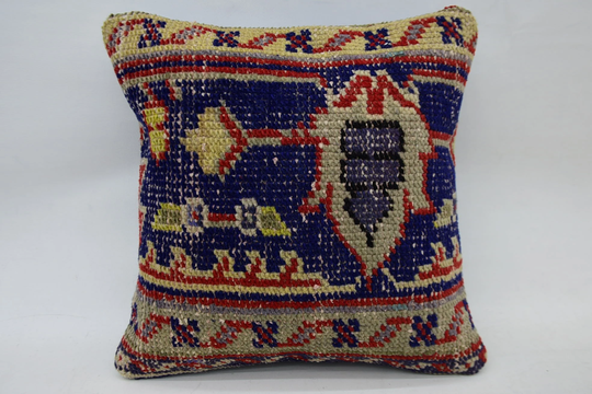Turkish Pillow, Personalized Pillow Covers, 16x16 Blue Rug Southwestern Cushion, Mother Gift Cushion Case, 1554
