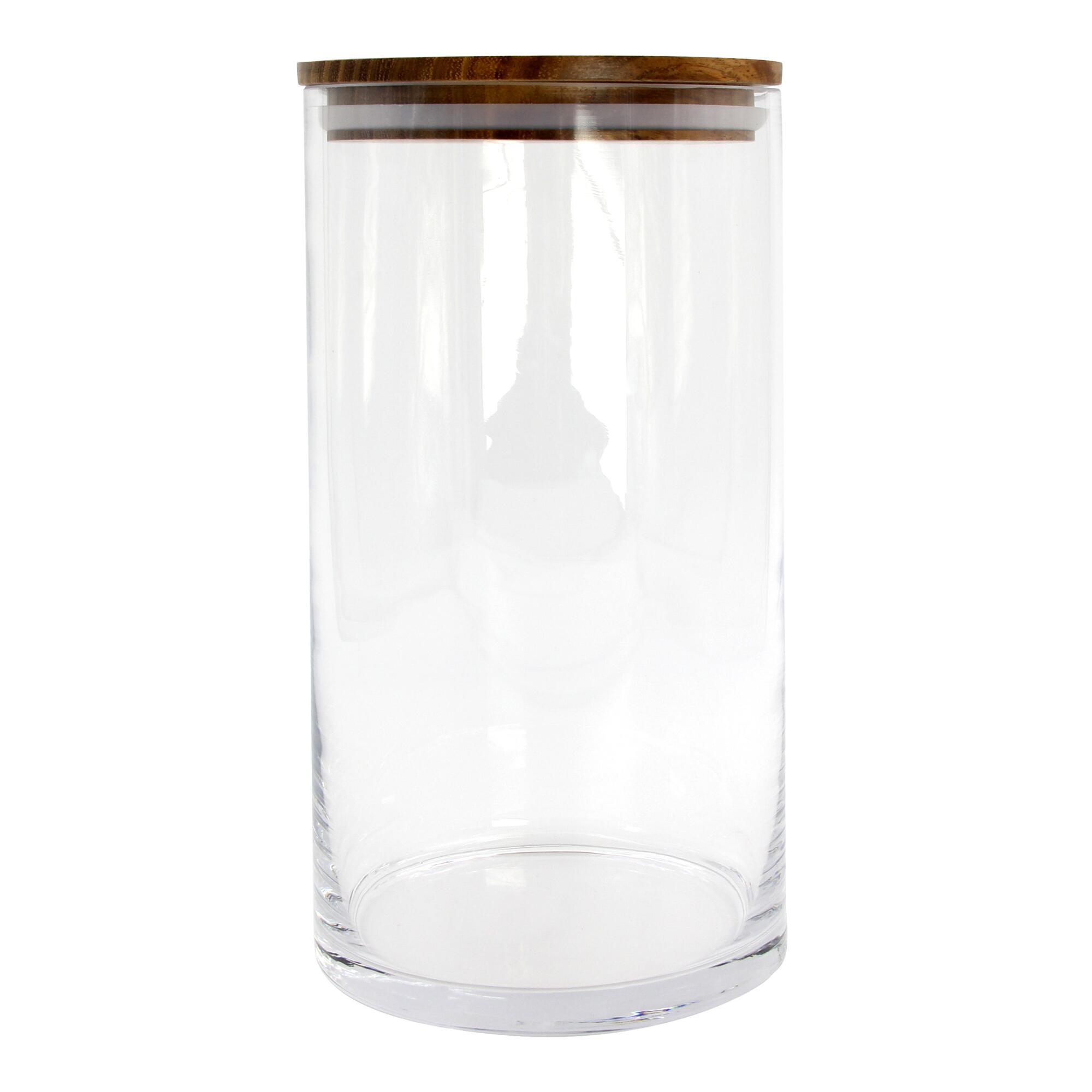 Large Glass Storage Canister with Acacia Wood Lid: Multi by World Market