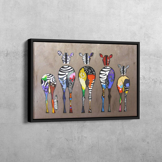 Banksy Colorful Zebra Canvas/Abstract Africa Animal Art Wall Street Framed Various Sizes