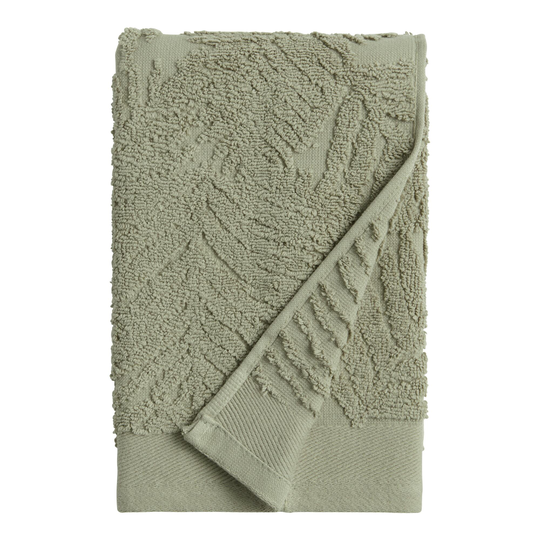 Sage Green Sculpted Palm Leaf Hand Towel - Cotton by World Market