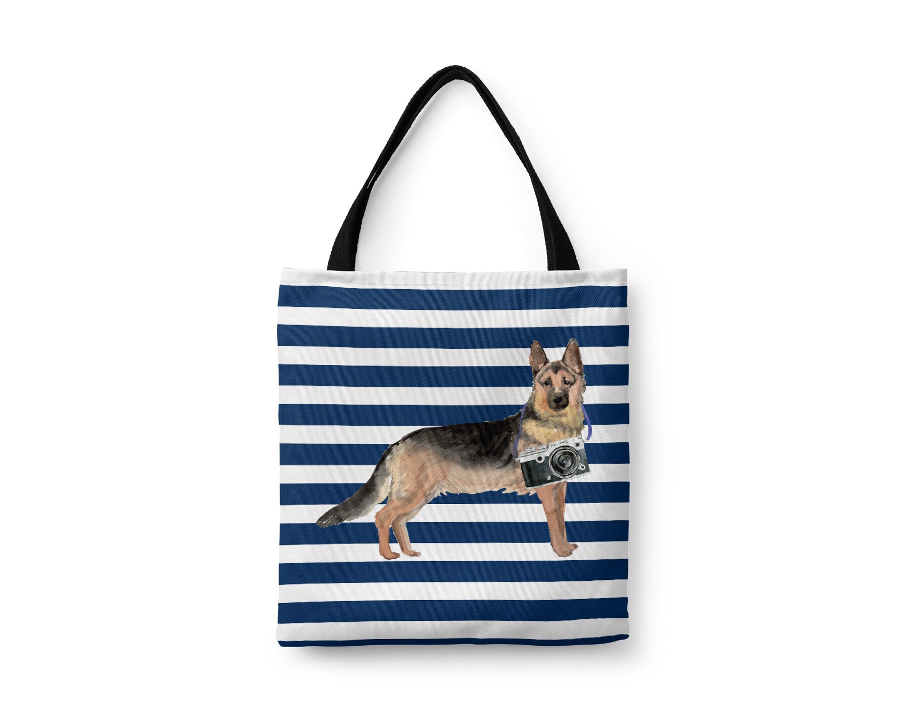 German Shepherd Dog Tote Bag - Illustrated Dogs & 6 Travel Inspired Styles. All Purpose For Work, Shopping, Life. Alsatian Shoulder Bag