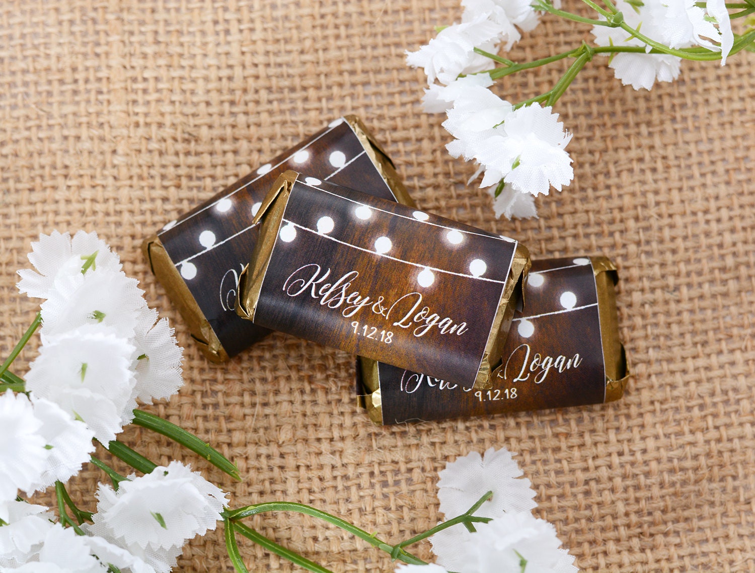 Rustic Wedding Candy Labels - Mini Wraps Chocolate Bar Wrappers Sticker Wdihm-263