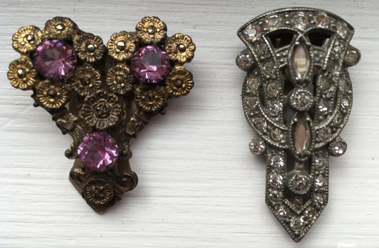 Paste Victorian Lot Antique Vintage Dress Clips Rhinestones Includes 2