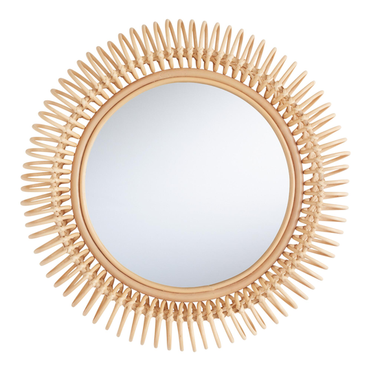 Round Coiled Rattan Wall Mirror: Natural - Metal - Medium by World Market