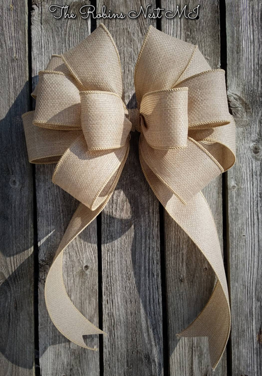 Beige Burlap Bows, Natural Faux Bow