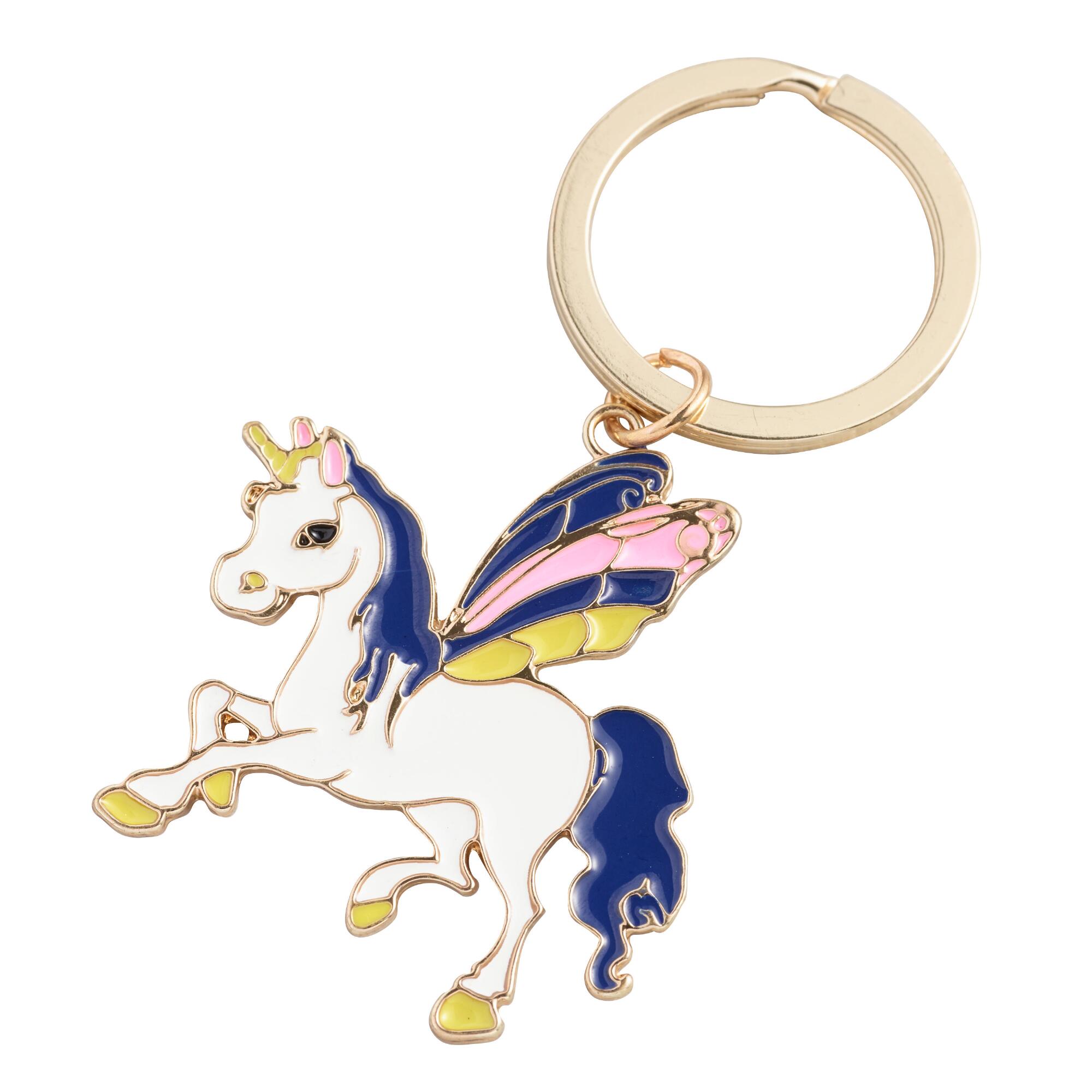 Gold Flying Unicorn Enamel Keychain by World Market