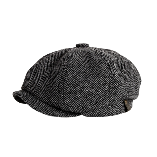 Octagonal Men Beret Breathable Blend Fabric Classic Style Vintage Beret for Outdoor - black gray, m