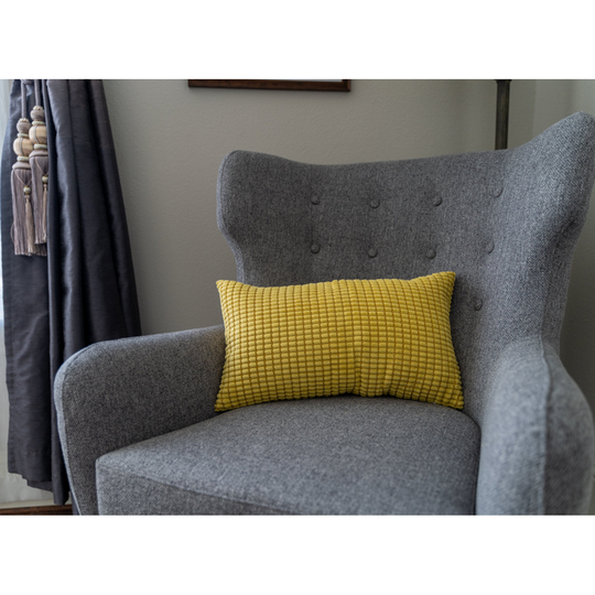 Rectangular Cable-knit Polyester Blend soft feeling Pillow Covers 12''x20'' (Without Inserts) - yellow