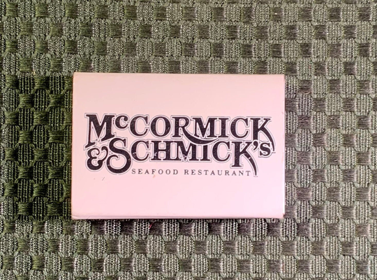 Vintage Matchbook, Mccormick & Schmicks, Seafood, Restaurant, Matchbox, Seattle, Oregon, Ca, with Wooden Matches, Free Ship in Usa