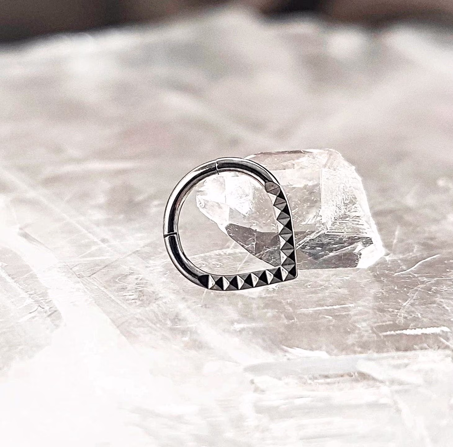 Titanium "V' Pyramids Ring Hoop Cartilage, 16G Implant Grade Helix Earrings, Edgy Cool Segment Nose