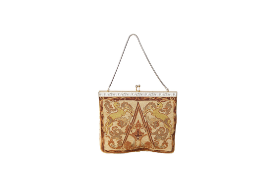 Vintage 1950's Tapestry Ram Design Metal Frame Purse