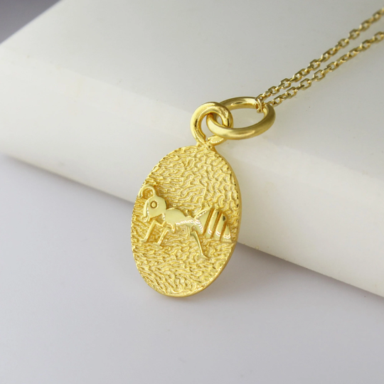 Gold Oval Coin Bee Necklace 14K Solid Animal Medallion Jewelry Christmas Gift For Her Birthday