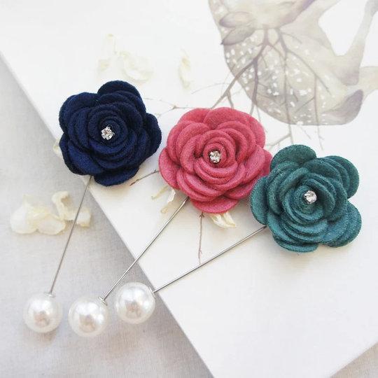 Flower & Pearl Brooch, Pin, Shirt Accessory, Unisex, Brooch For Men Women