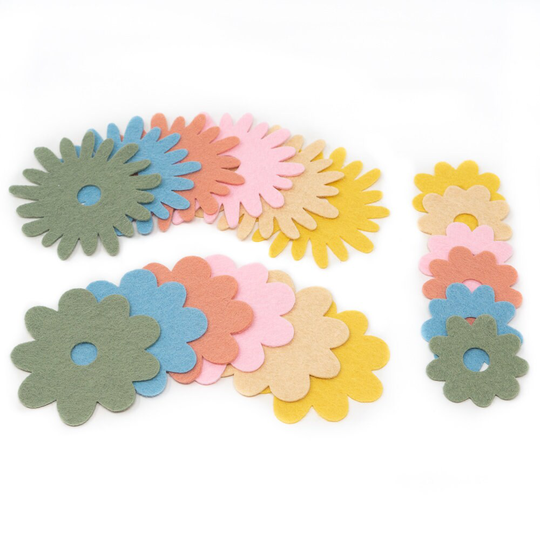36 Abby Wool Blend Felt Die Cut Applique Flowers - Boho Colors