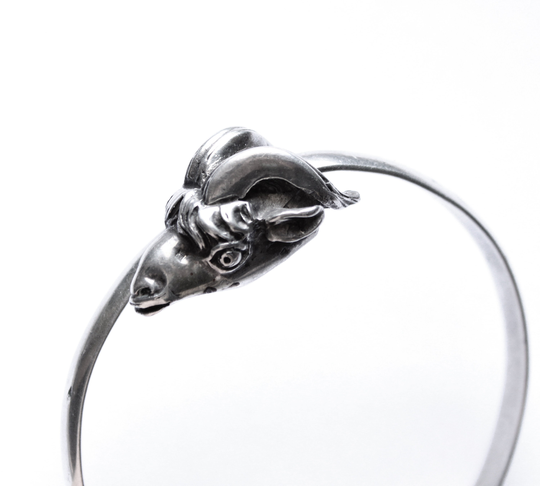 Vintage - Ram Head Bracelet Solid Silver 800