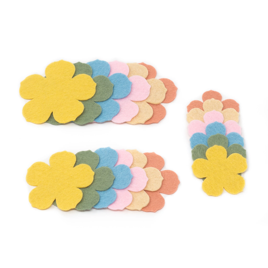 18 Emma Wool Blend Felt Die Cut Applique Flowers - Boho Colors