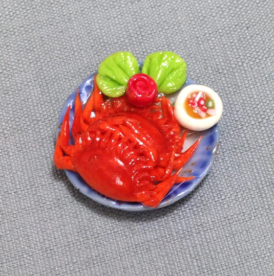 Grilled Crabs Seafood Miniature Dollhouse Clay Polymer Food Supply Salad Sauce Cute Small Dish Plate Ceramic Jewelry Supplies Decor 1/12
