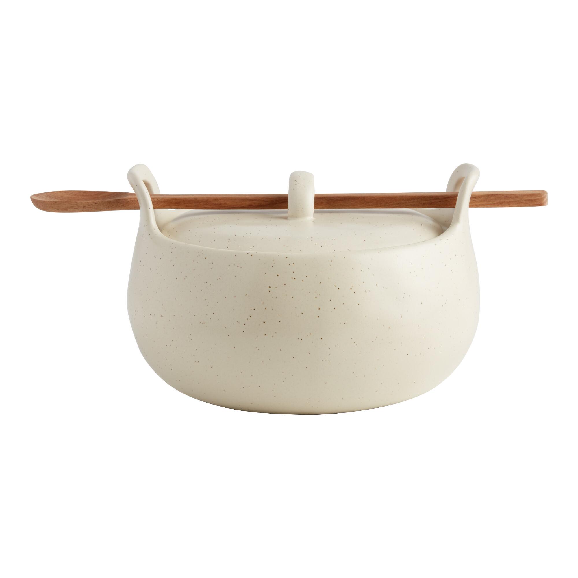 Round Speckled Covered Ceramic Baker With Spoon by World Market