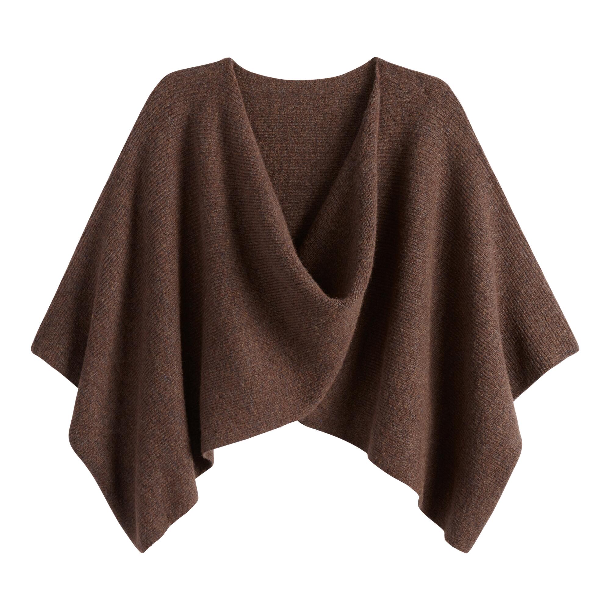 Brown Knit Twisted Poncho Sweater by World Market