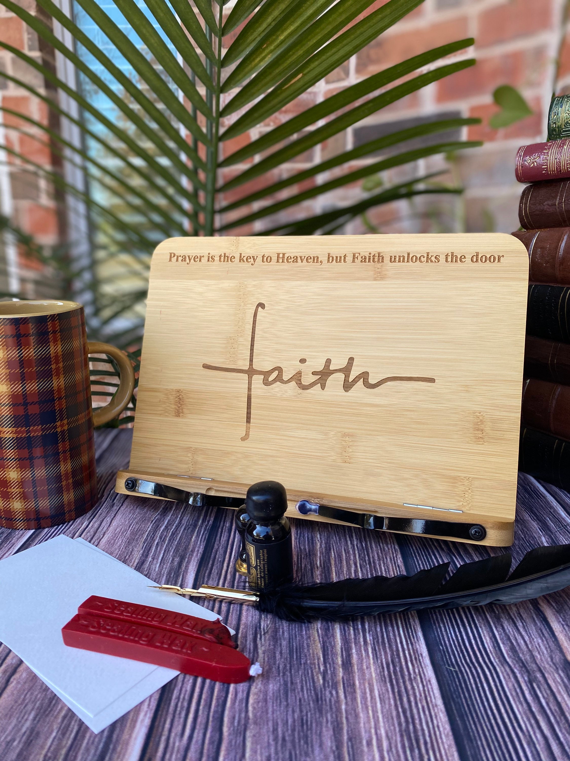 Christian Gift, Personalized Bible Stand, Wooden Book Stand & Holder, Display, Customized Portable