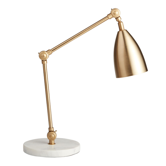 Gold Adjustable Task Desk Lamp with Marble Base - 20"-24" by World Market