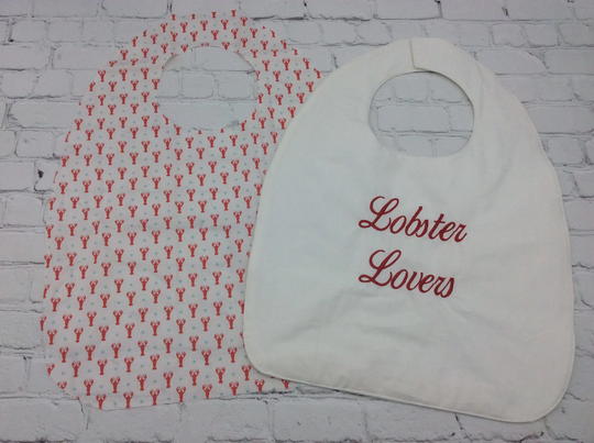 Lobster Adult Bib, Monogrammed Personalized Special Needs Seafood Washable Clothing Protector, Gift For Grandpa Him Dad