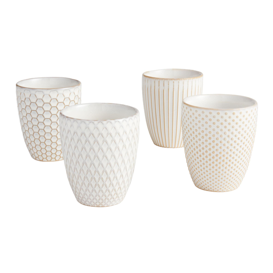 White Textured Ceramic Avery Espresso Cup Set Of 4 - Stoneware by World Market