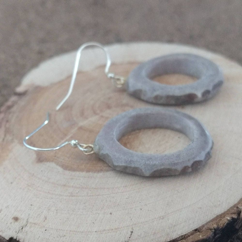 Earrings, Deer Antler Ring, Carved, Surgical Steel Hooks, Larp, Cosplay, Wiccan, Magick, Pagan, Viking - Hand Made & Carved in The Usa