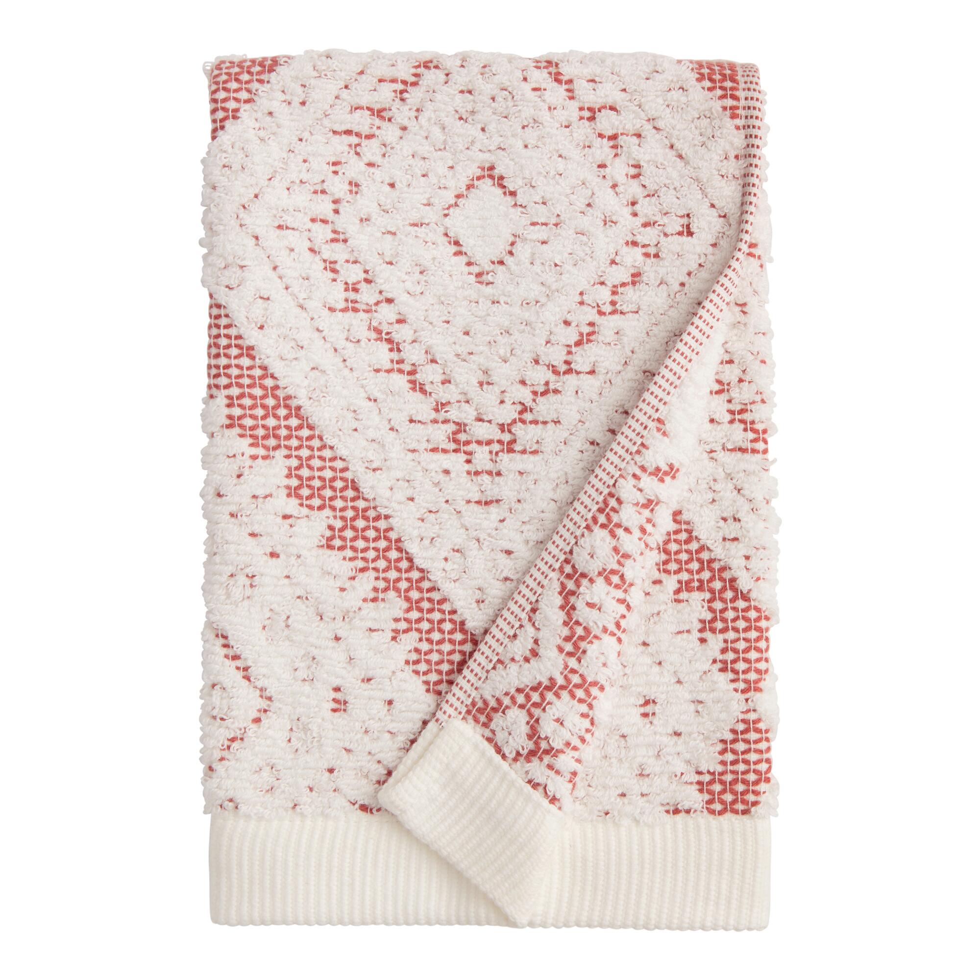 Blush Sculpted Diamond Misha Hand Towel: Pink - Cotton by World Market