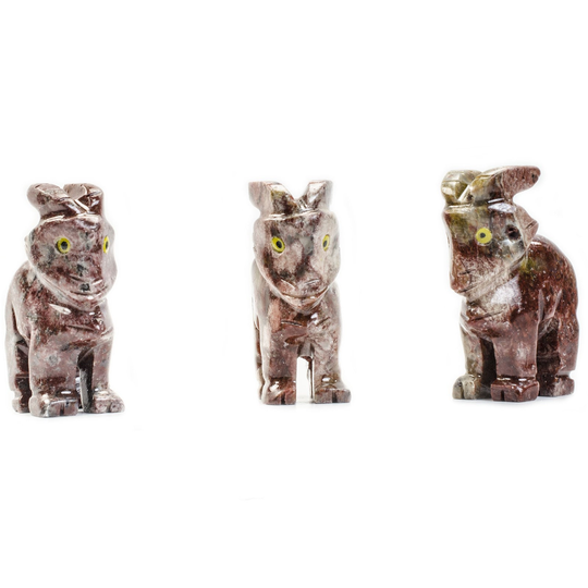 Hypnotic Gems 3 Pcs Hand Carved Ram Collectable Soapstone Figurines From Peru