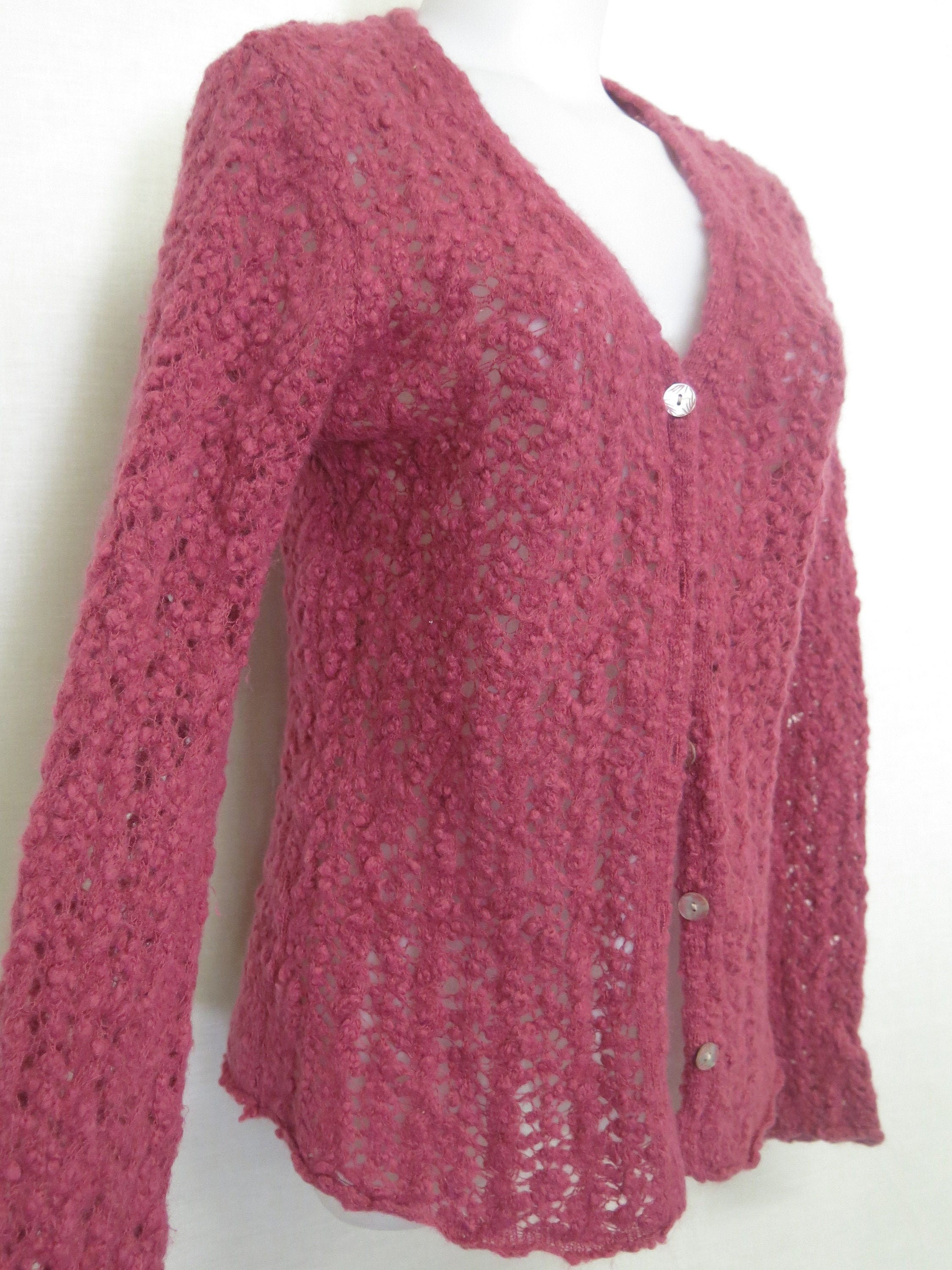 Mohair Blend Cardigan Sweater Tommy Bahama Italian Dusty Rose