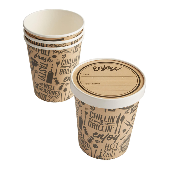 Large World Grill Paper Take Away Cups with Lids 4 Pack: Brown by World Market