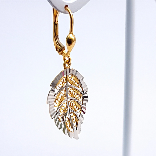 Mulberry Tree Leaf Dangle Earrings, Figure Jewelry, Silver Daily Wear Patterned Earrings, Diamond Cut Watermark Earrings