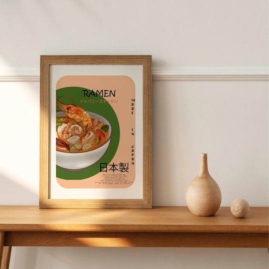 Japanese Food Poster, Ramen Modern Kitchen Decor, Illustration, Japanese, Chef Print, Bar Art, Exhibition Retro Wall Art
