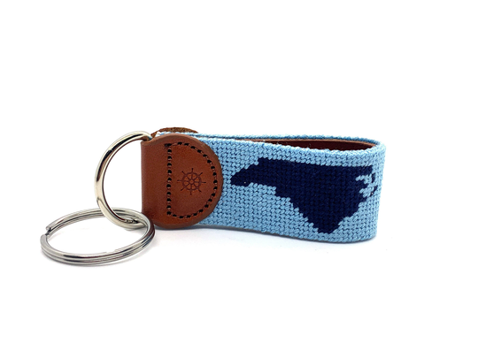 Needlepoint North Carolina Key Fob | Carolina Blue