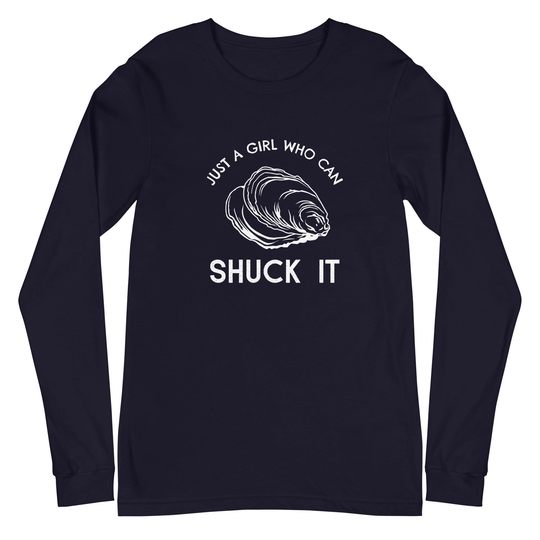 Oyster Tshirt, Lover, Just A Girl Who, A Girl Who Can Shuck It, Girl, Unisex Long Sleeve Tee