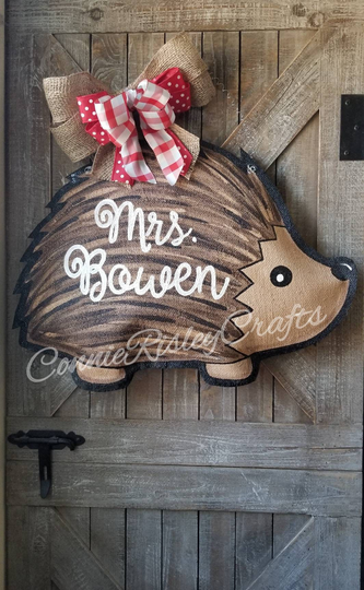 Hedgehog Burlap Door Hanger