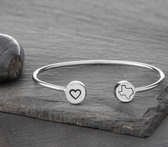 Texas Jewelry, Texas, Bracelet, State Bangle, Charm Bangle