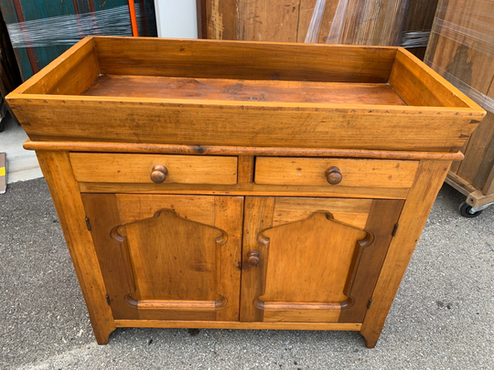 Primitive Dovetailed Dry Sink Carved Doors 37W18.5D34H Shipping Is Not Free