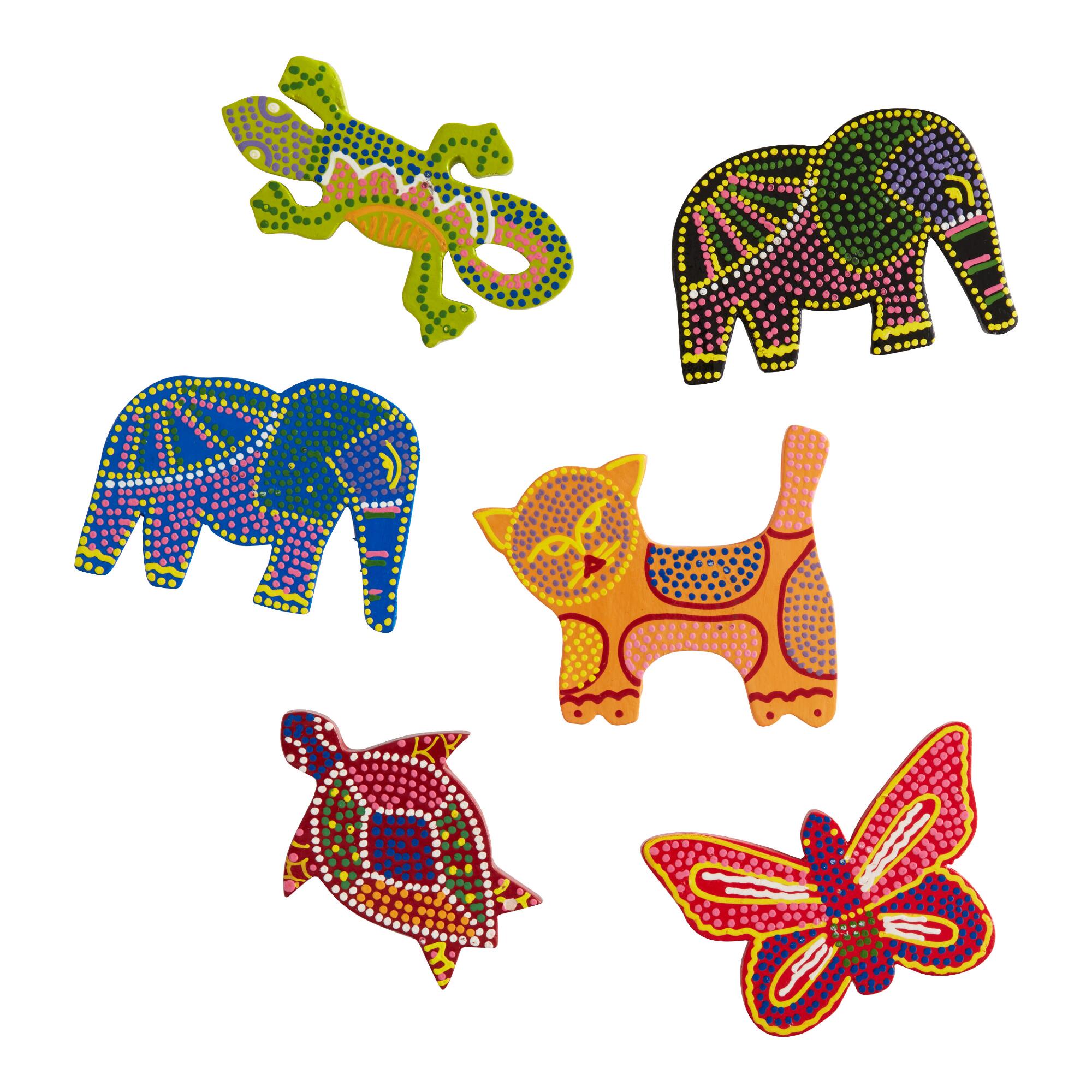 Handcrafted Wood Animal Magnets Set of 6: Multi by World Market