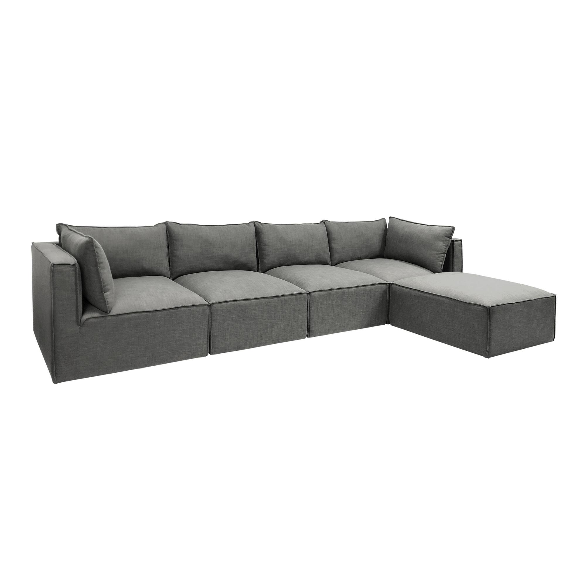 Gray Tyson 5 Piece L Modular Sectional Sofa by World Market