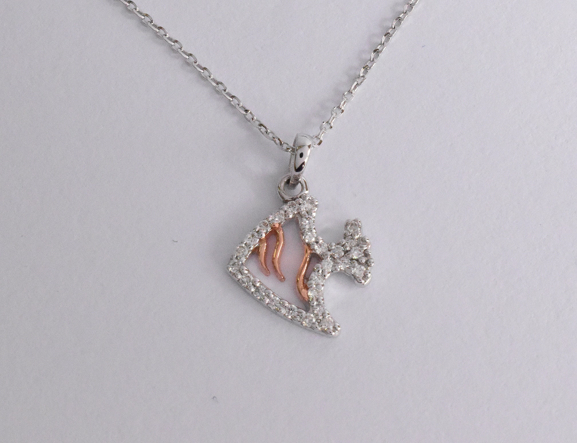 10K 14K 18K Gold Fish Necklace/Charm Pendant Diamond Lucky Ocean Sea Life Beach Nautical Marine Jewelry