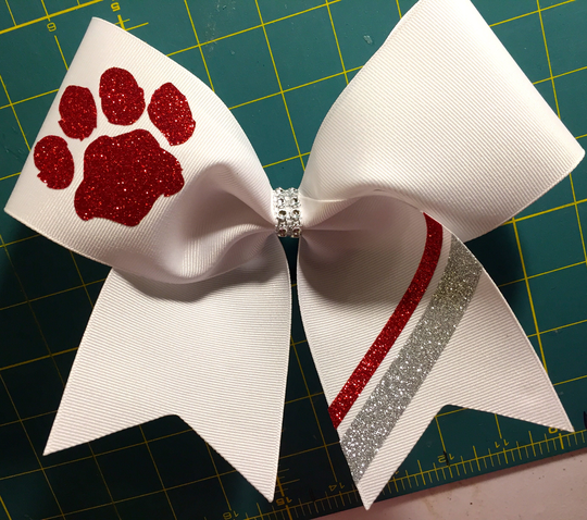 Grosgrain Cheer Bow With Striped Tail & Mascot
