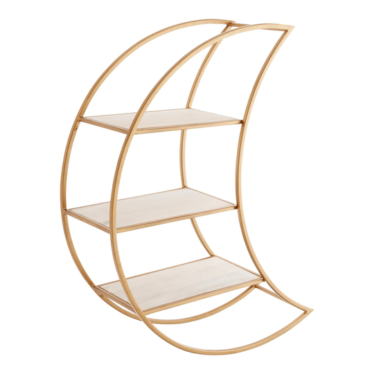 Gold Metal and Whitewash Wood Moon Wall Shelf - Medium by World Market