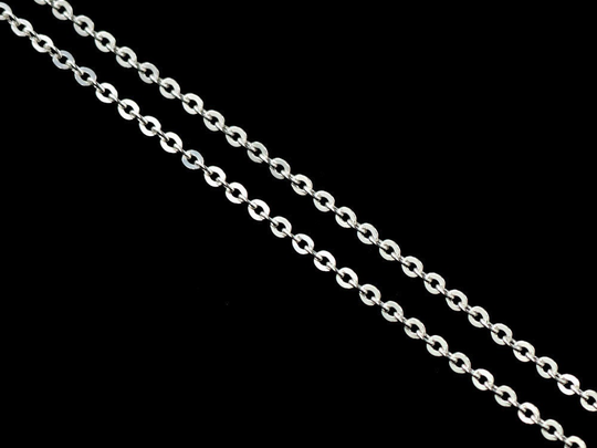 40 Inches Of 925 Sterling Silver Flat Cable Link Chain 1.3x1.5 Mm. Delicate th2578