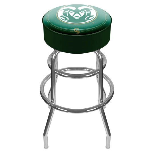 Trademark Gameroom Colorado State Rams Bar Stools Chrome 5-in H Bar height Upholstered Swivel Bar Stool | CLC1000-COST